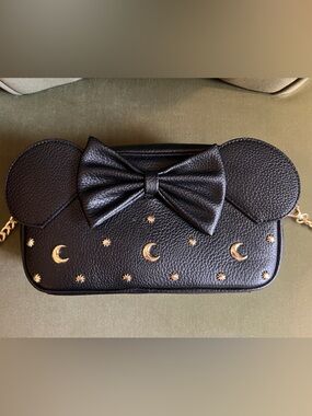 Disney Black Crossbody Bag with Gold Moon & Star Accents